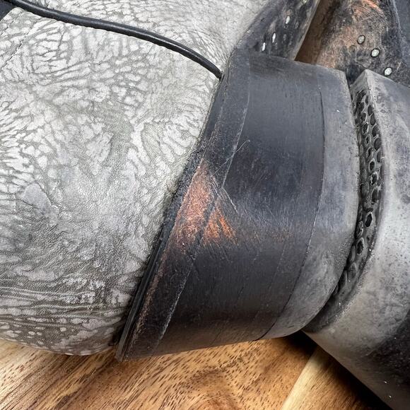 Tony Lama Men’s Size 10 E(Wide) Shrunken Bull Shoulder Gray/Black Cowboy Boots - Picture 11 of 12